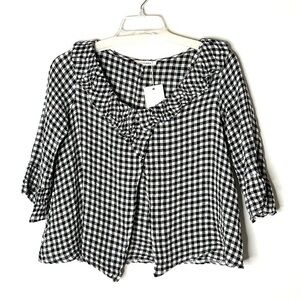 LUUKAA Linen Gauze Layering Cardigan Jacket Size 1 (6-8) Gingham Check Print